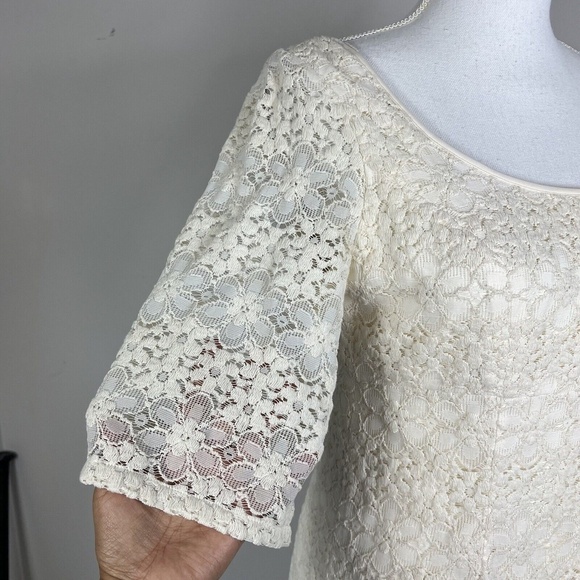 Adrianna Papell Women's Ivory Cream Lace Dress Sz 6 Empire Waist Baptism Wedding - Picture 5 of 10